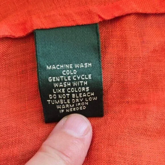 Lauren Ralph Lauren Womens 3X Embroidered Linen Tunic Top Long Sleeve Split Neck - Picture 7 of 7